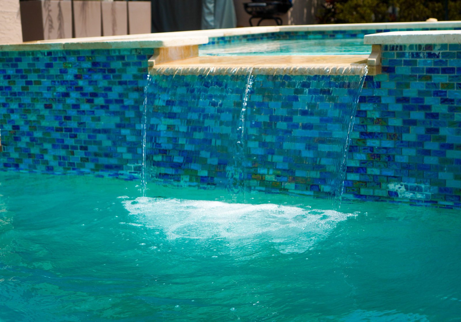 Pool tile and waterfall detail